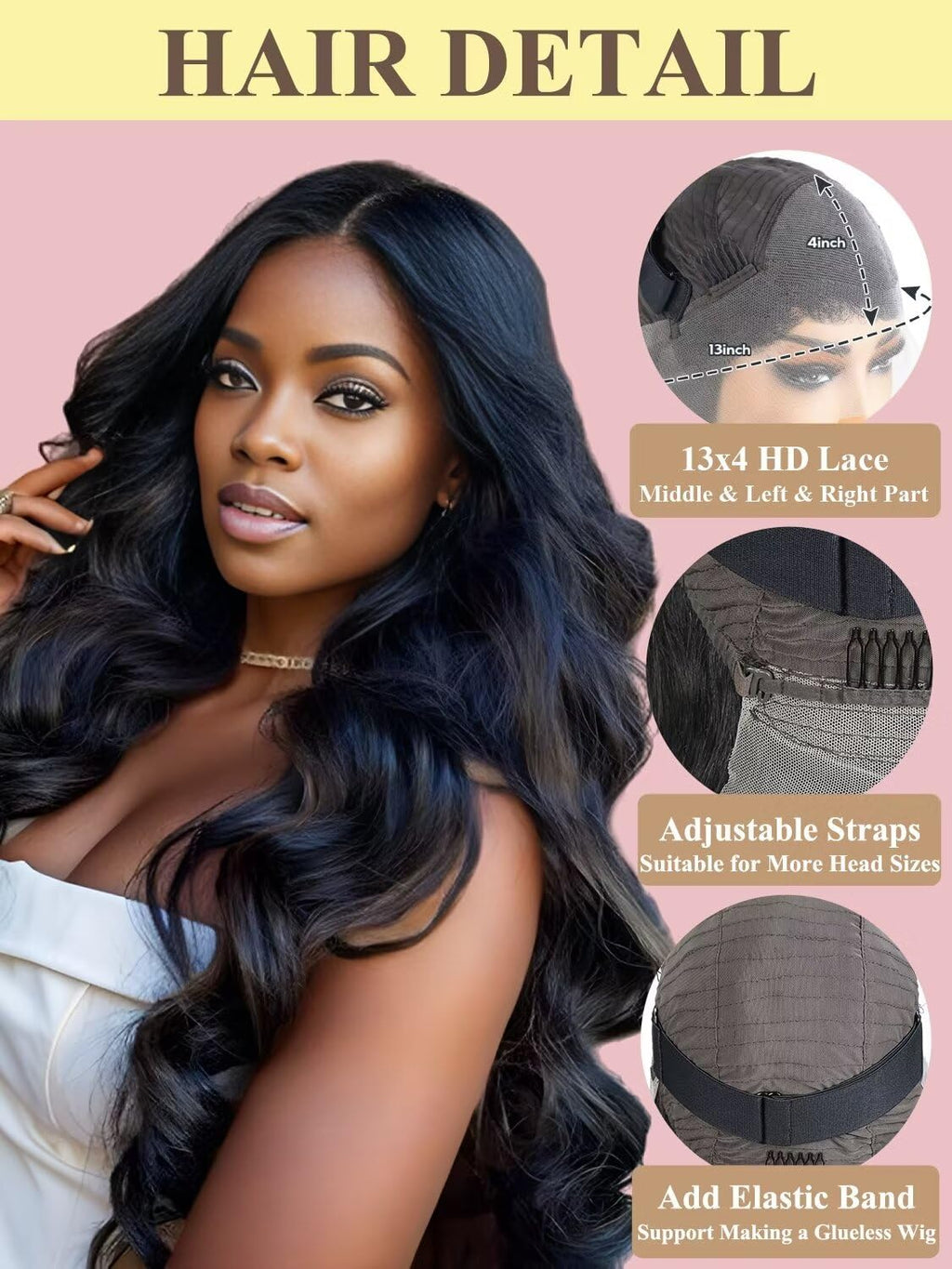 32 Inch Body Wave Lace Front Wigs Human Hair Pre Plucked 180% Density 13X4 Transparent HD Lace Front Wigs for Women Glueless Frontal Wigs with Baby Hair Natural Black Human Hair Wig