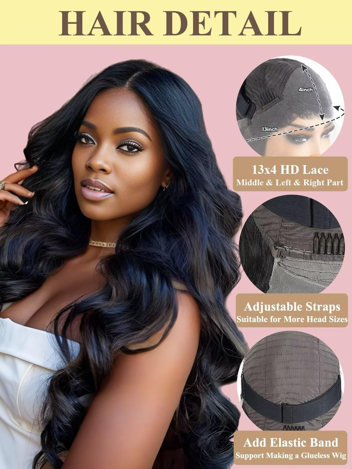 32 Inch Body Wave Lace Front Wigs Human Hair Pre Plucked 180% Density 13X4 Transparent HD Lace Front Wigs for Women Glueless Frontal Wigs with Baby Hair Natural Black Human Hair Wig