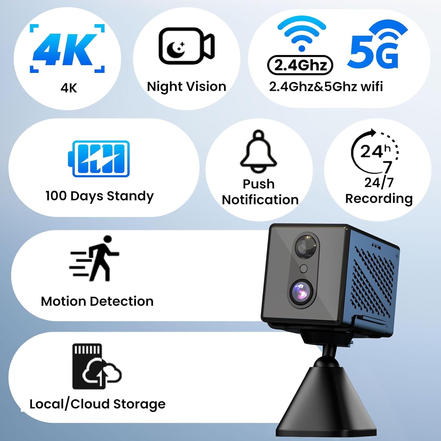 2025 Upgraded 4K Security Camera, 5Ghz Wifi Indoor Camera, Home Security Camera