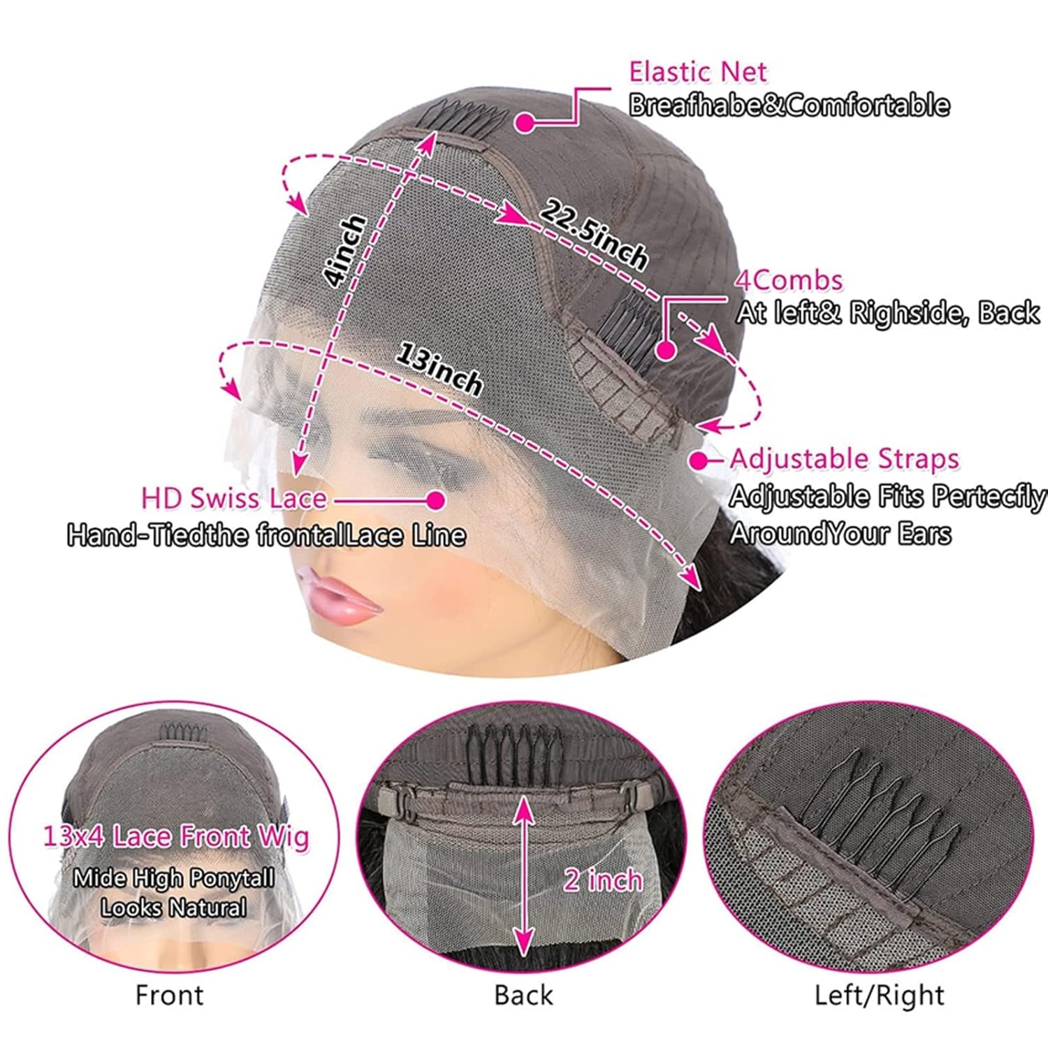 Body Wave HD Lace Front Wigs Human Hair Pre Plucked Glueless Short Wave Human Hair Wig 13X4 Body Wave Swiss Lace Front Wig Human Hair for Black Women 180% Density with Baby Hair Natural Color 16 Inch