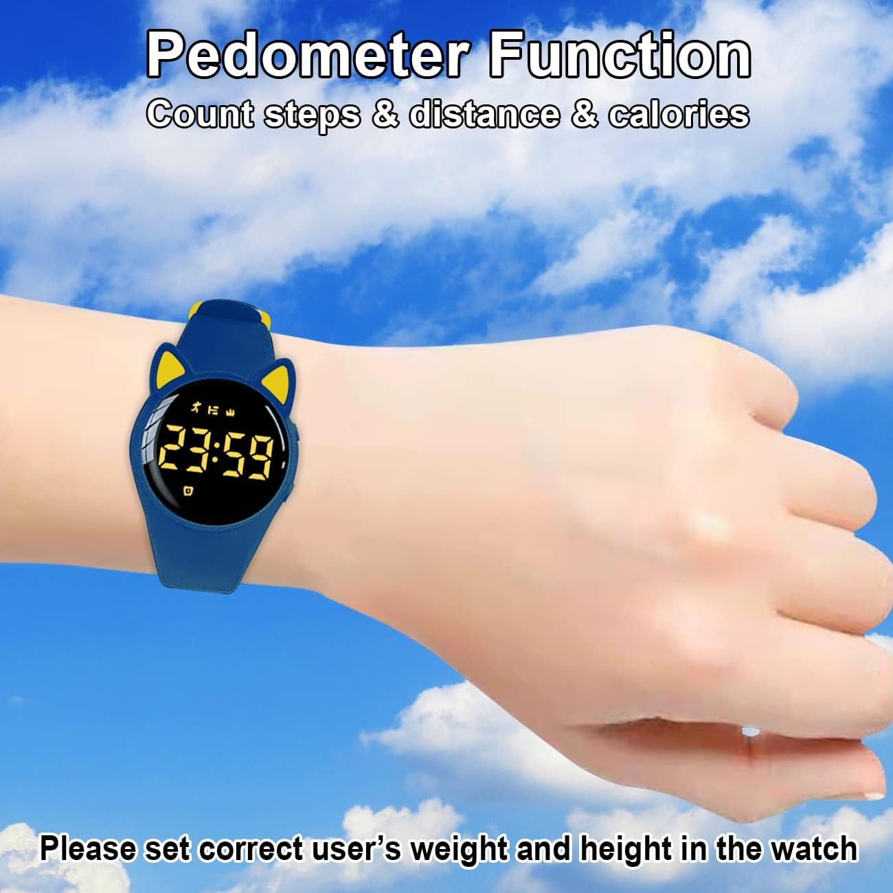 Fitness Tracker Pedometer Watch, No App No Phone Required, USB Charge 1 Hour for 20 Days Use, IP68 Waterproof Digital Watch with Alarm Clock Timer Distance Step Tracker for Kid Teen Boys Girls