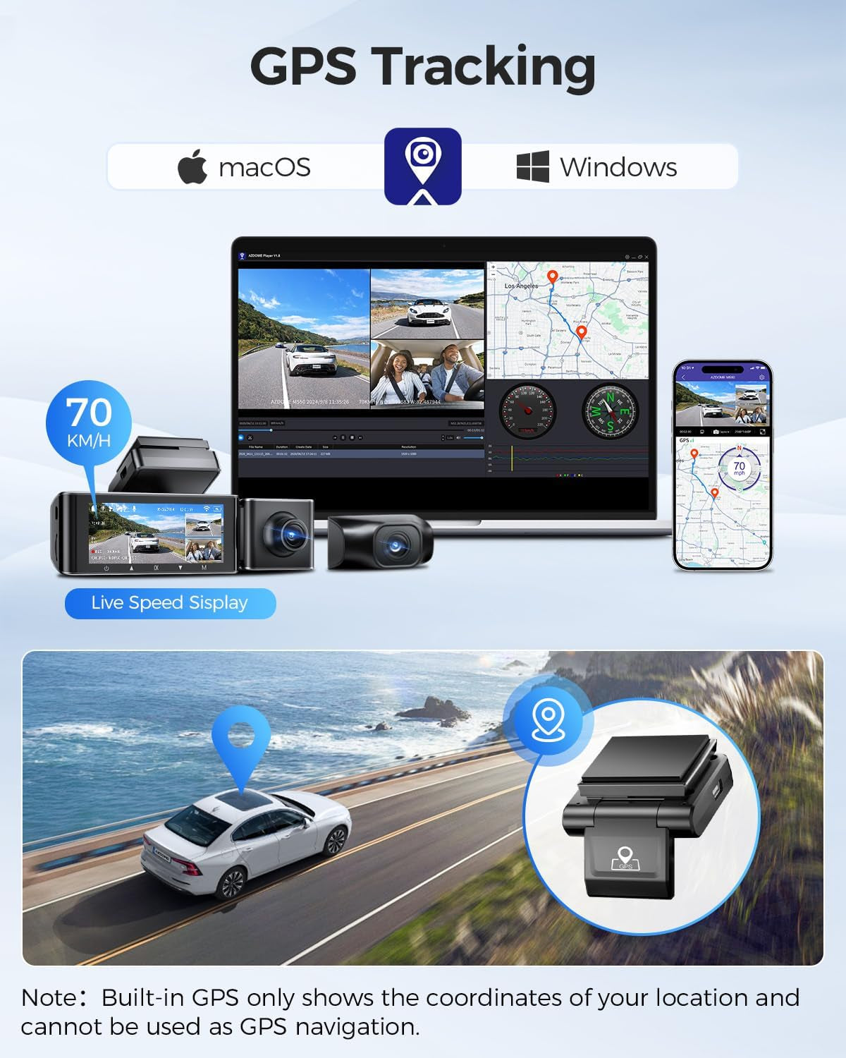 M550 3 Channel Dash Cam, 4K+2.5K Dual Dash Camera for Cars Built-In Wifi GPS, 1440P+1080P+1440P Front and Rear Inside, 64GB Card Included, 3.19" IPS Screen, WDR, IR Night Vision, Parking Mode