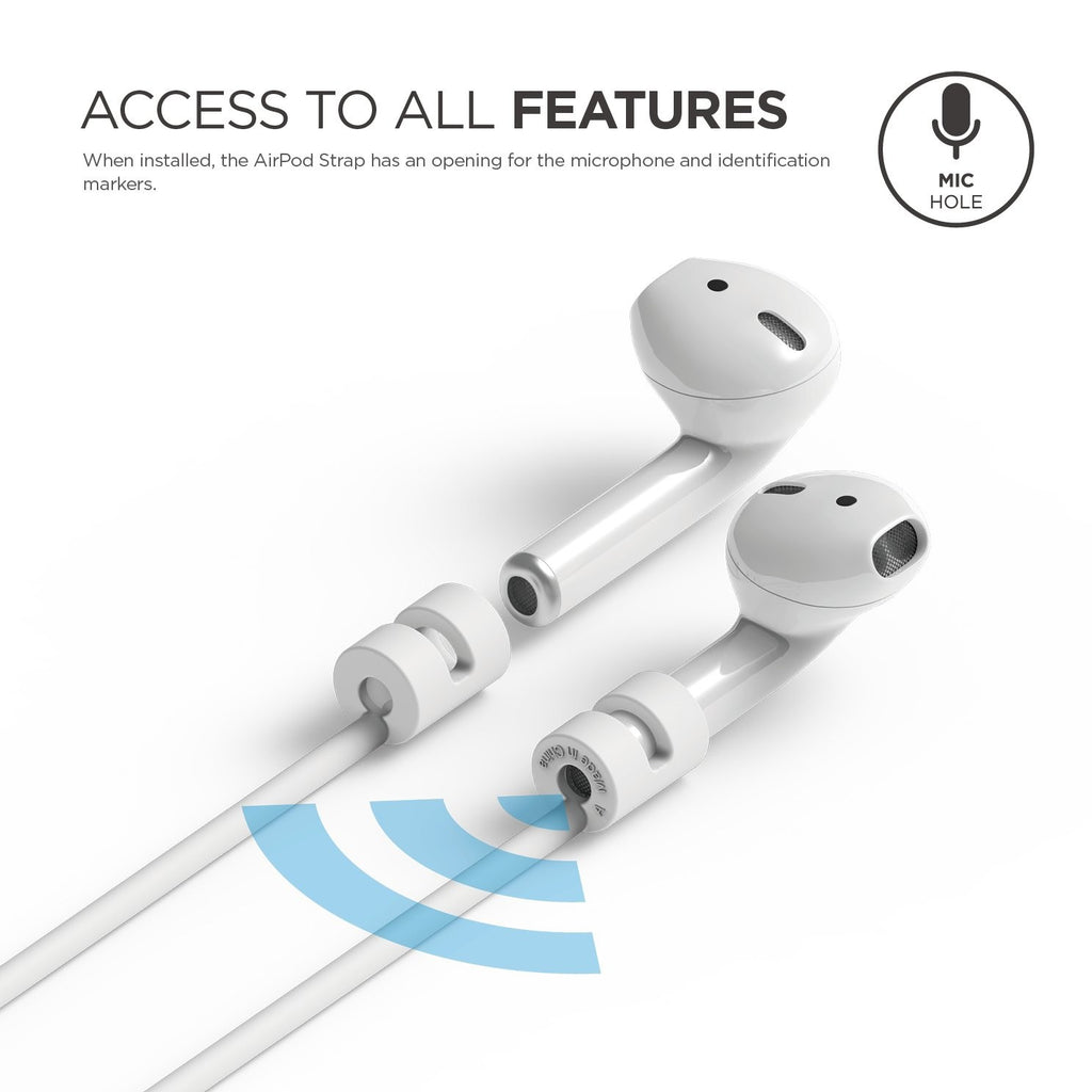 Elago Airpods Strap [White] - [Compatible with Apple Airpods 1 &