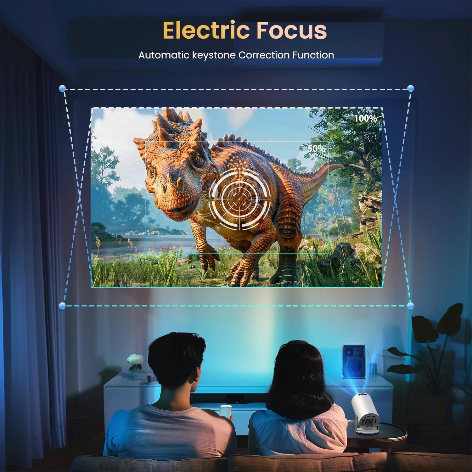 [Electric Focus] Mini Projector with Wifi & Bluetooth , 210°Rotation & Portable Home Projector