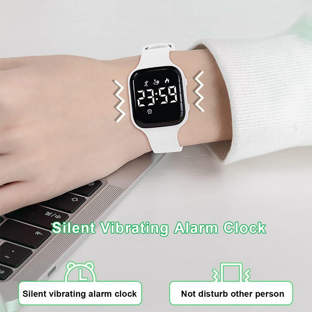 Kids Fitness Pedometer Watch without App/Bluetooth, LED Sports Wristwatch with Timer Calories/Distance/Step Counter,2 Alarm Clocks,21 Days Battery Life Rechargeable Digital Watch for Boy Girl Kids