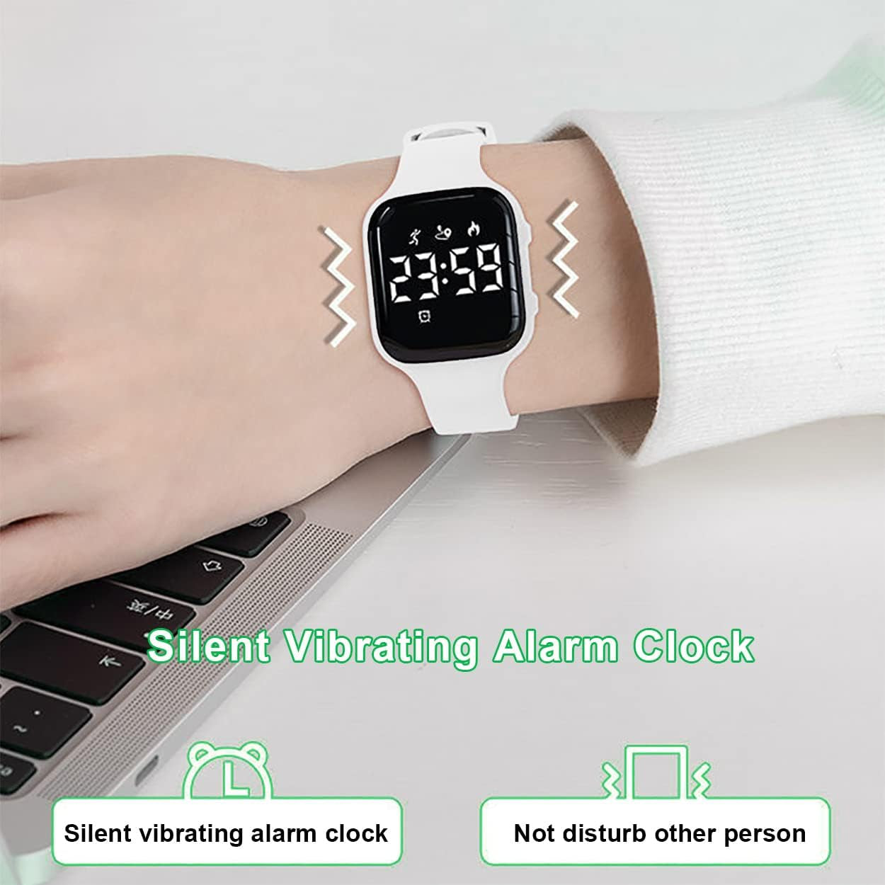 Kids Fitness Pedometer Watch without App/Bluetooth, LED Sports Wristwatch with Timer Calories/Distance/Step Counter,2 Alarm Clocks,21 Days Battery Life Rechargeable Digital Watch for Boy Girl Kids