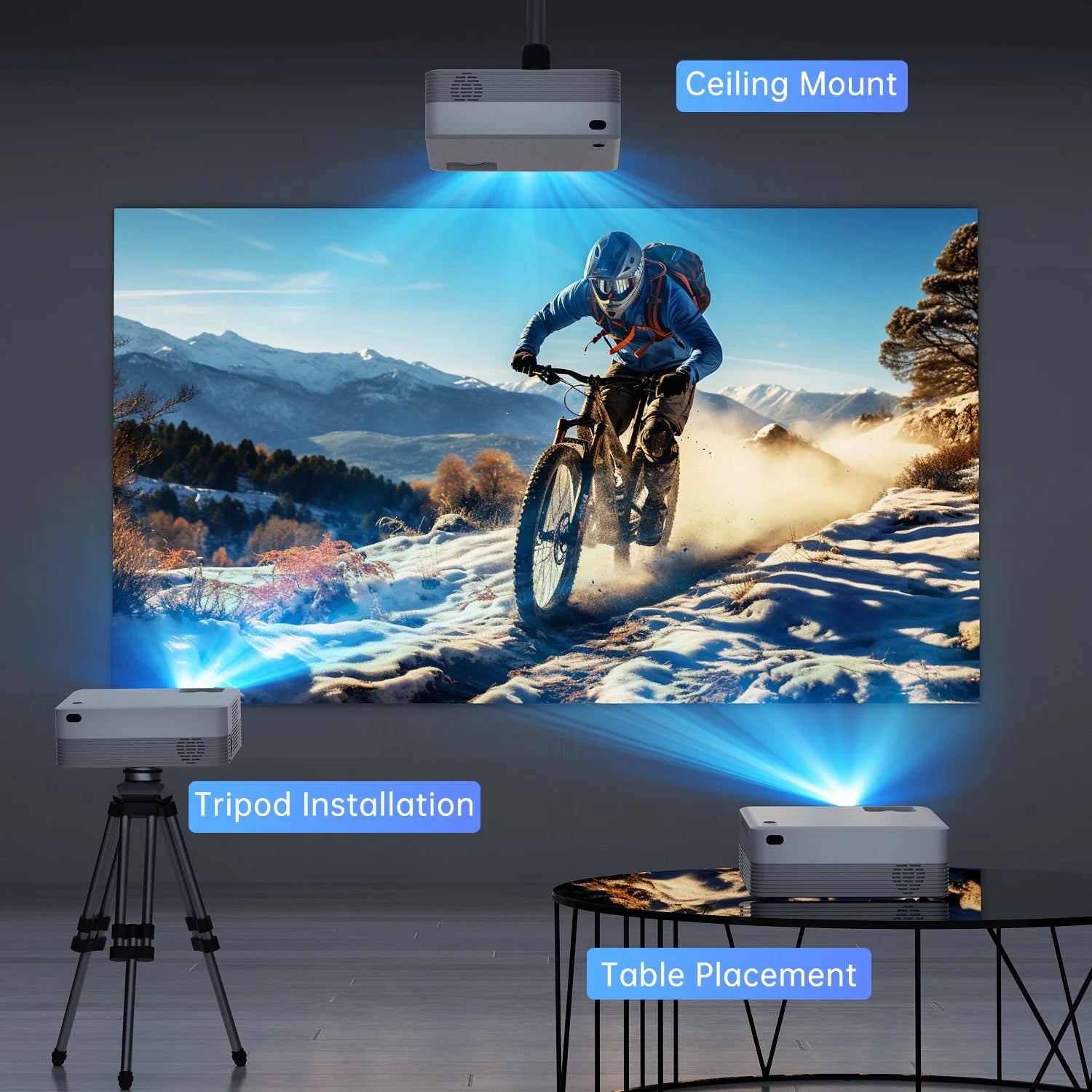 5G Wifi Projector with Bluetooth, 2024 Upgrade Native 1080P Projector for Outdoor & Camping, Wireless Mini Movie Projector Support 4K Resolution, for Home & Camping & Party