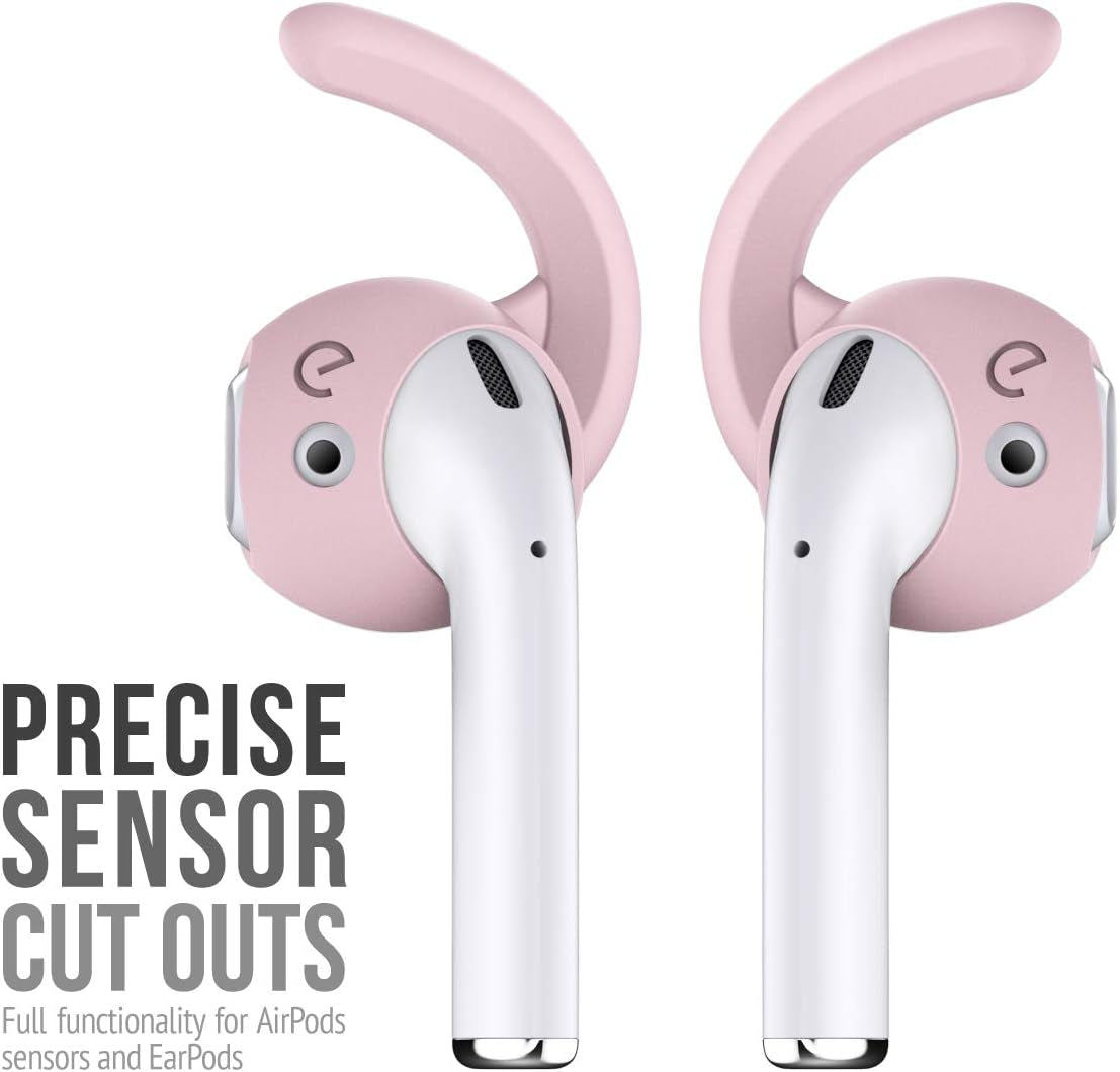 Earbuddyz 2.0 Ear Hooks and Covers Accessories Compatible with Apple Airpods 1 & 2 or Earpods Headphones/Earphones/Earbuds (3 Pairs) (Pretty in Pink)