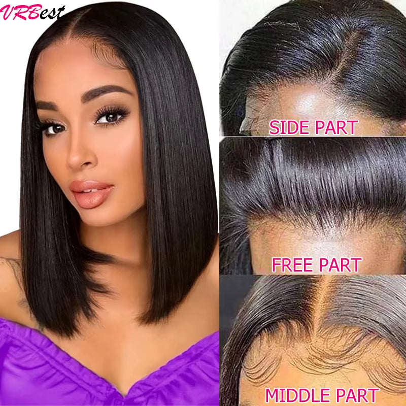 Straight Bob Wig Lace Front Human Hair Wigs for Women Transparent Full Lace Frontal Wig Human Hair