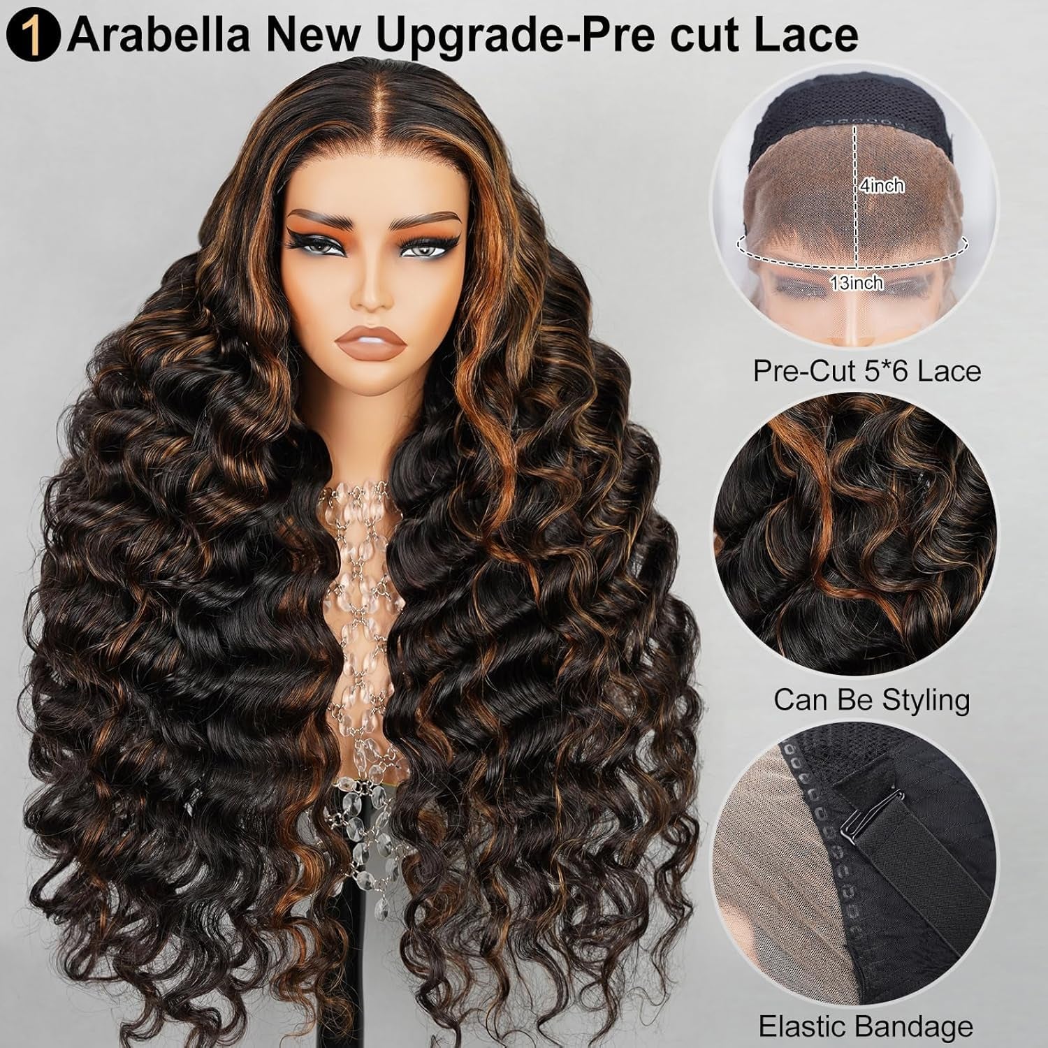 13X4 Loose Curly Wave Wig 1B/30 Ready to Go Glueless Wigs Human Hair Highlight Lace Front Wig Human Hair Pre Plucked Cut Lace 210% Density Pre Bleached (24Inch, 13X4 Loose Wave)