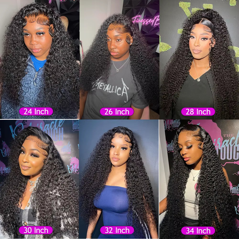 Deep Wave 13X6 13X4 HD Lace Frontal Wig Invisible Strap 360 Full Lace Glueless Wig Kinky Curly 30 Inch Lace Front Human Hair Wig