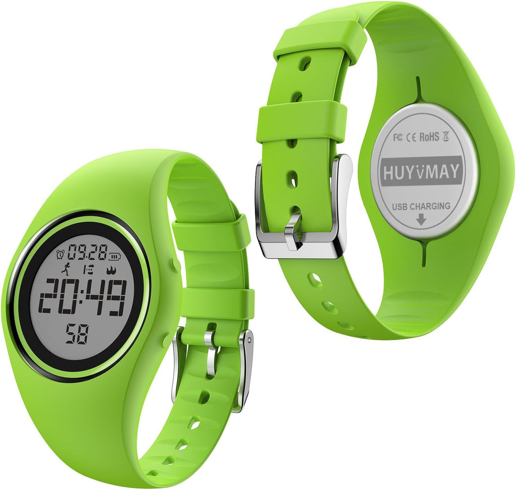 Pedometer Watch Wristwatch with 2 Alarm Clocks, Stopwatch, Always on Display, Sports Watch Distance/Calorie/Step Counter for Women (Green)