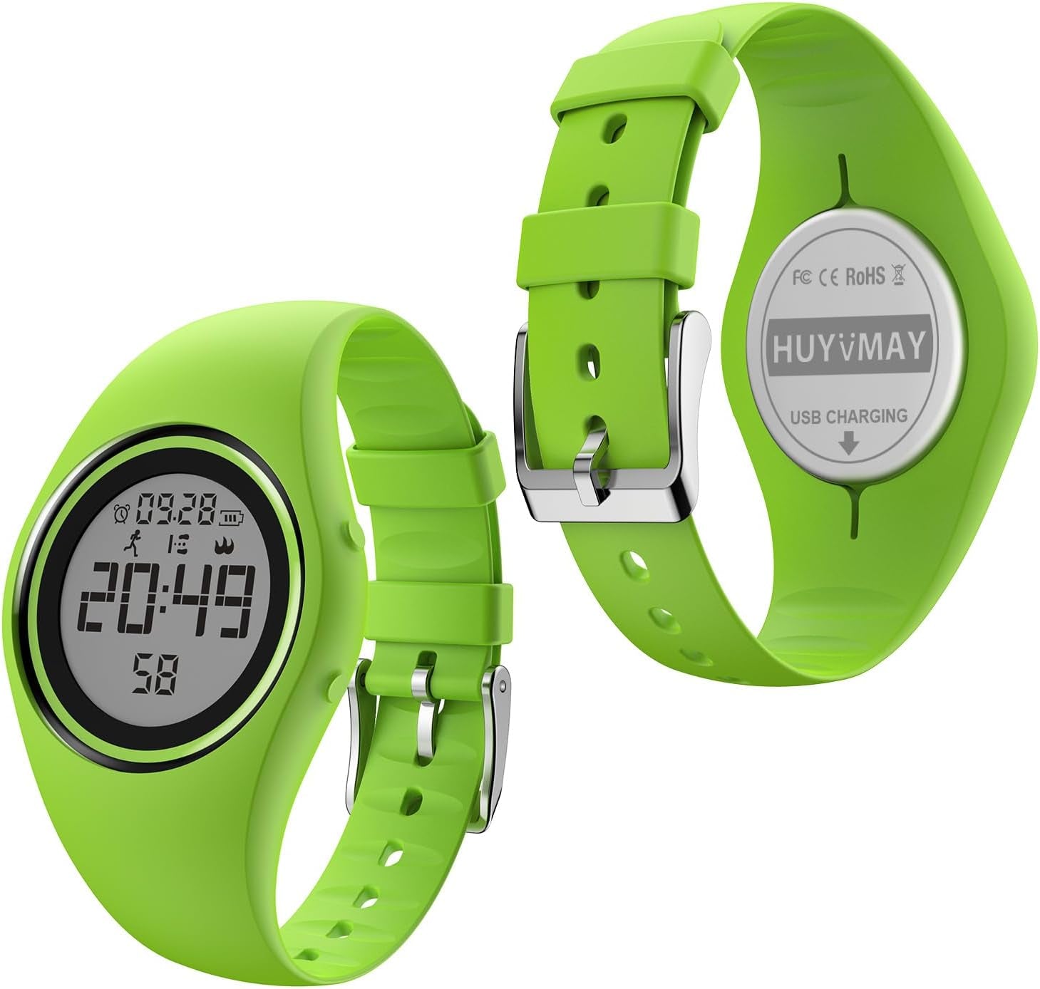 Pedometer Watch Wristwatch with 2 Alarm Clocks, Stopwatch, Always on Display, Sports Watch Distance/Calorie/Step Counter for Women (Green)