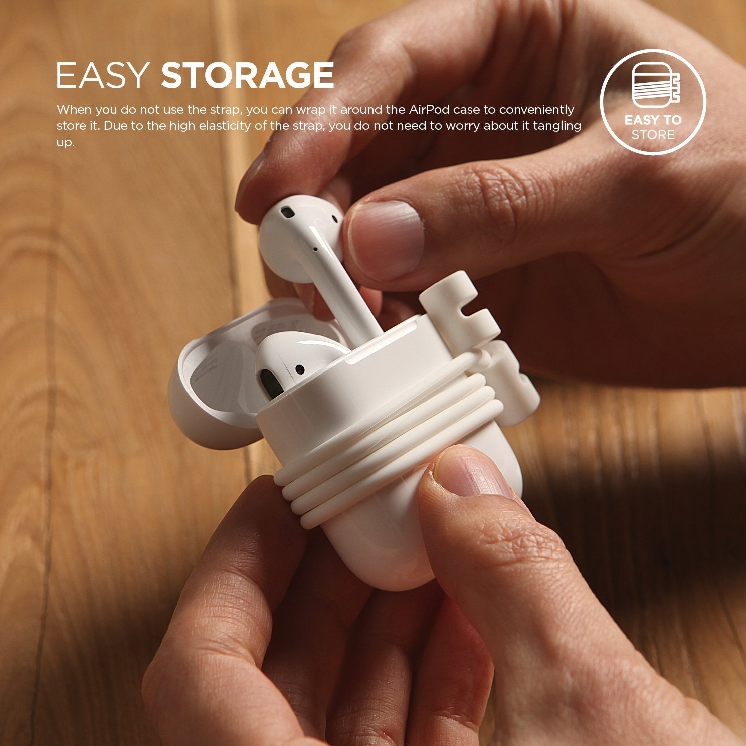 Elago Airpods Strap [White] - [Compatible with Apple Airpods 1 &