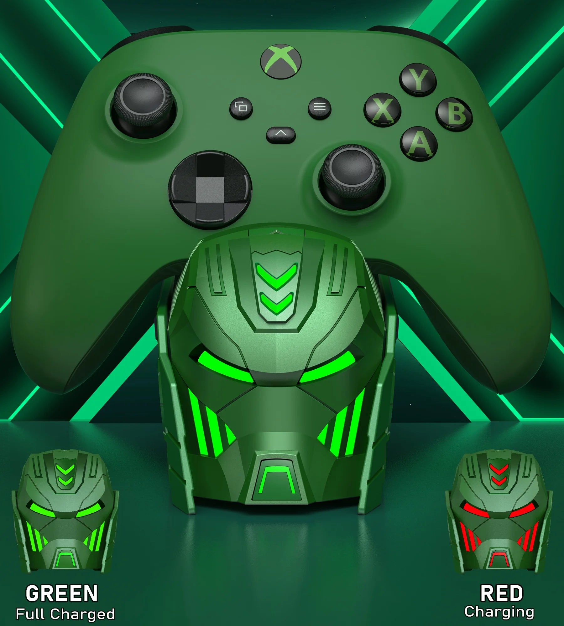 Xbox Controller Charger,  Xbox Charging Station with 2X5520Mwh Rechargeable Battery Packs for Xbox One/Series X|S /Elite Controller-Green