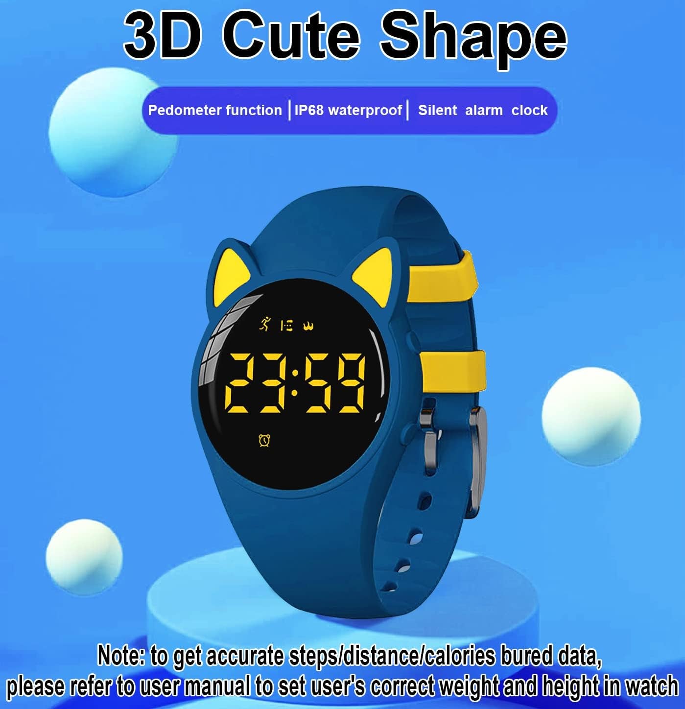 Fitness Tracker Pedometer Watch, No App No Phone Required, USB Charge 1 Hour for 20 Days Use, IP68 Waterproof Digital Watch with Alarm Clock Timer Distance Step Tracker for Kid Teen Boys Girls