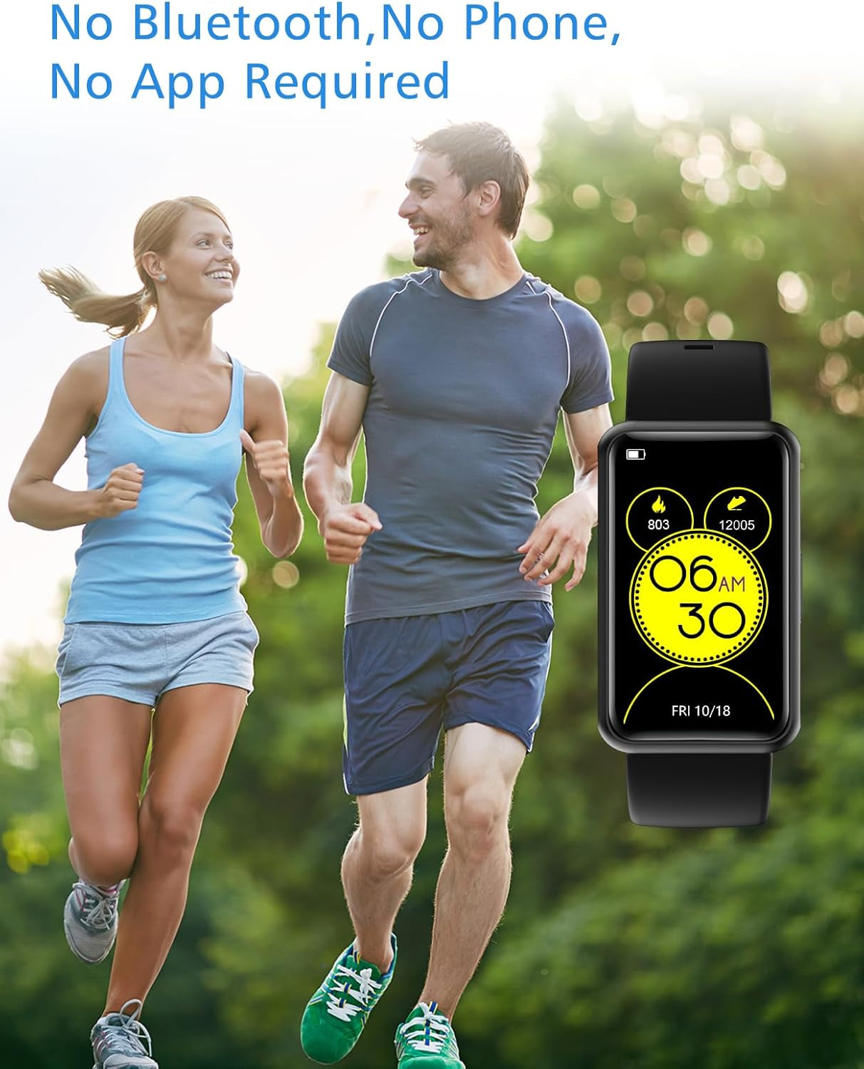 Fitness Tracker No Bluetooth No App/Phone Required, Fitness Watch for Men Women Parents Pedometer Watch with Sleep Tracker Steps Counter Alarm Clocks IP68 Waterproof (Black)