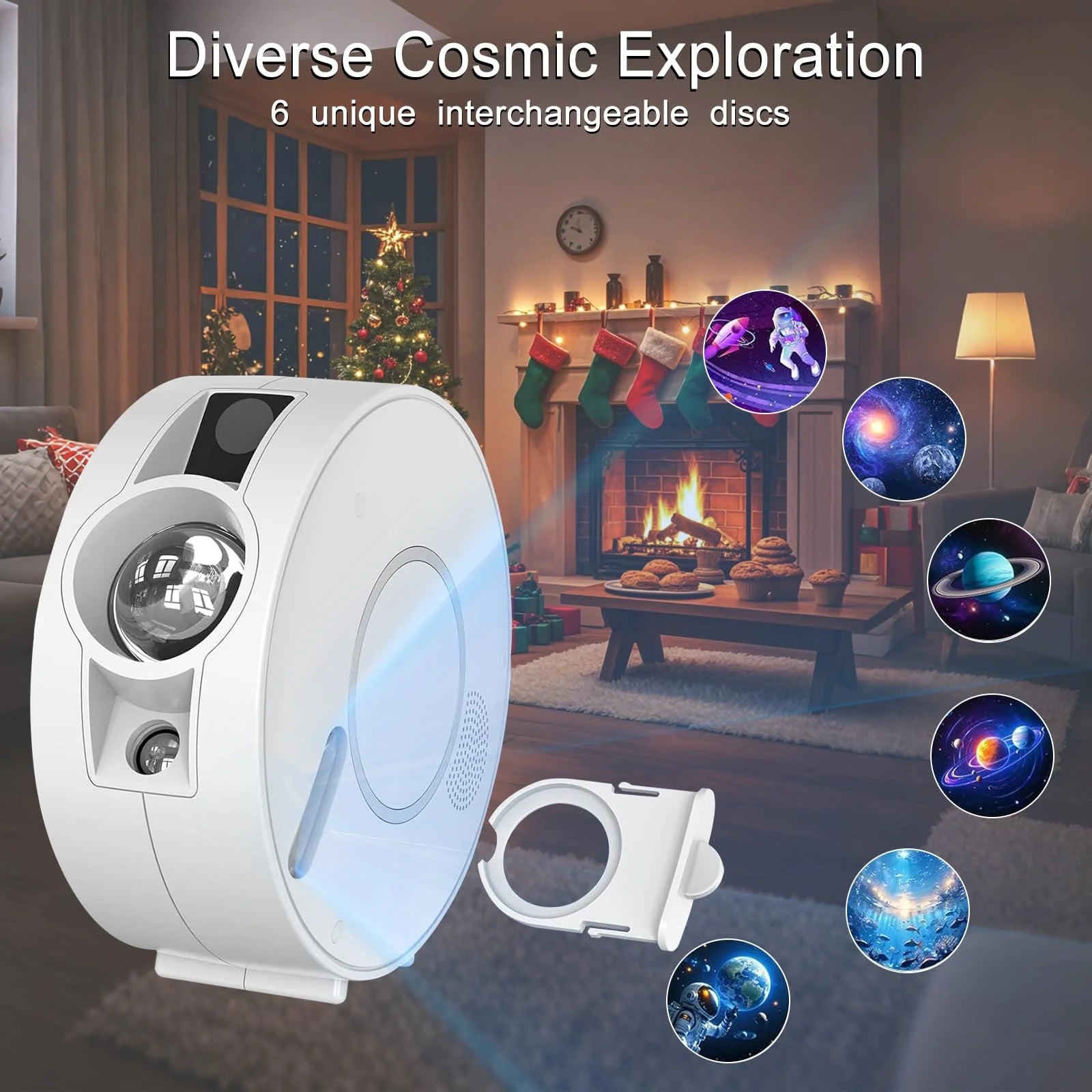 Smart Star Projector Galaxy Light, Bluetooth Speaker & APP Control, Wifi Night Light Compatible with Alexa & Google Home, for Bedroom, Parties, Gaming Room Decor (Films Included)