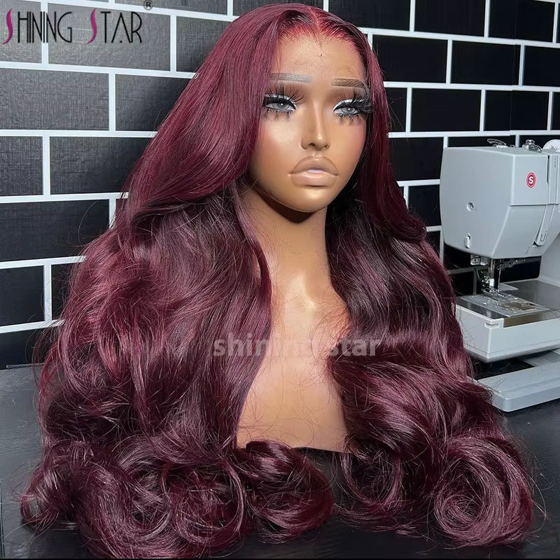 99J Burgundy 13X6 HD Lace Frontal Wigs Body Wave Colored Red Lace Front Wigs 13X4 Lace Front Wig Human Hair Wigs Transparent Wig