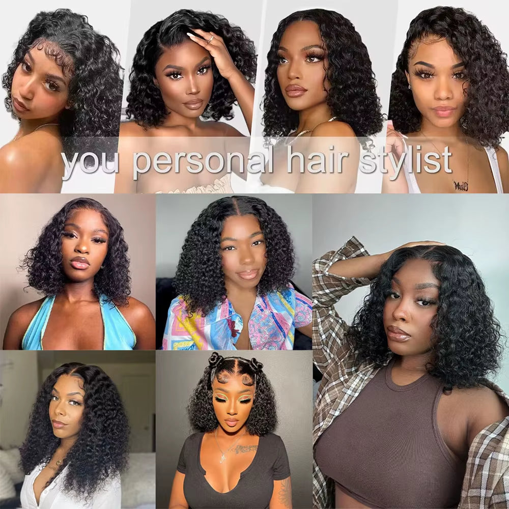 Short Bob Lace Frontal Wig Human Hair 13X4 Deep Wave 180% Density Lace Front Wigs Short Bob Wig Human Hair Lace Frontal Wigs