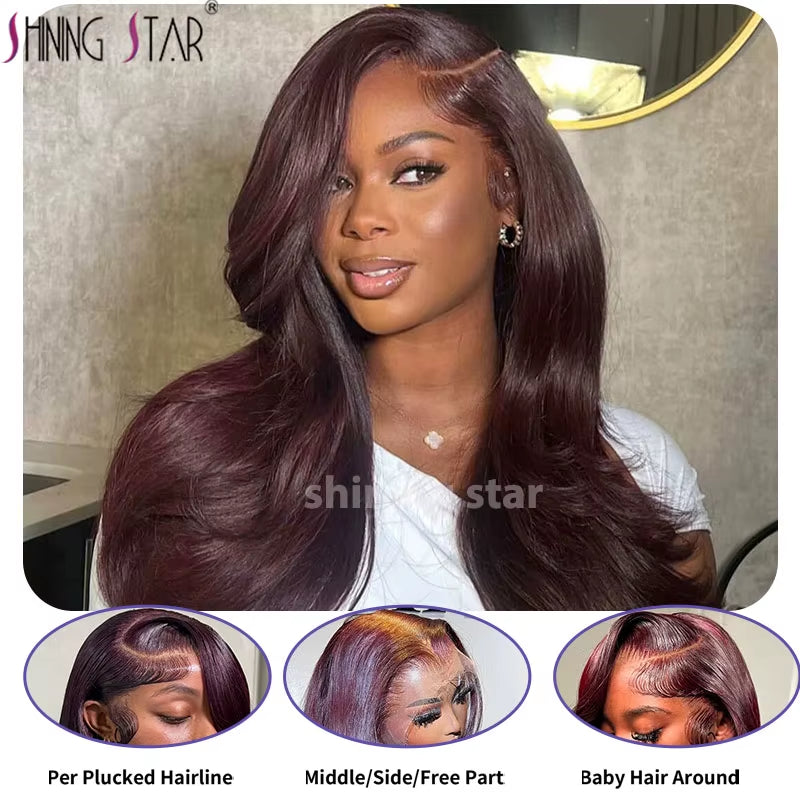 99J Burgundy 13X6 HD Lace Frontal Wigs Body Wave Colored Red Lace Front Wigs 13X4 Lace Front Wig Human Hair Wigs Transparent Wig