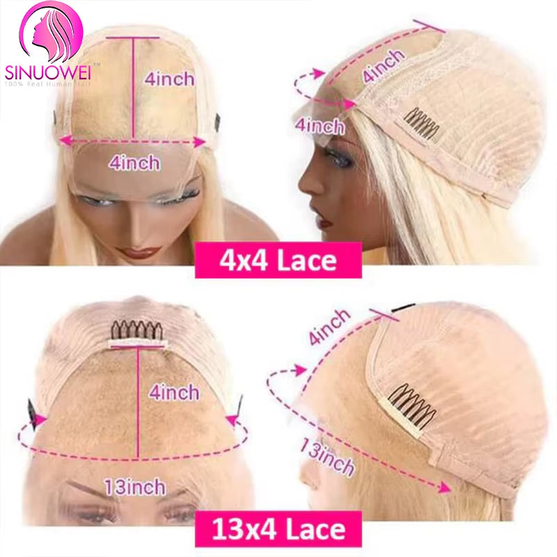 Short Bob Wig 613 Honey Blonde Color Straight Bob Wig 13X4 Lace Front Human Hair Wigs 4X4 Lace Closure Wigs Cheap Wig for Woman