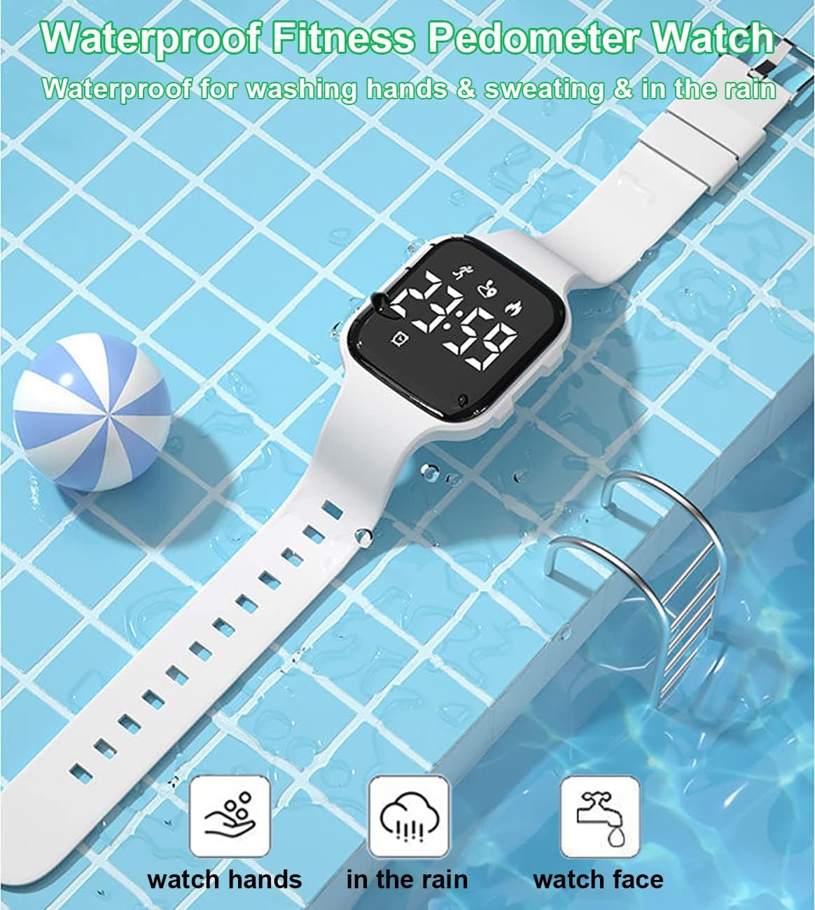 Kids Fitness Pedometer Watch without App/Bluetooth, LED Sports Wristwatch with Timer Calories/Distance/Step Counter,2 Alarm Clocks,21 Days Battery Life Rechargeable Digital Watch for Boy Girl Kids