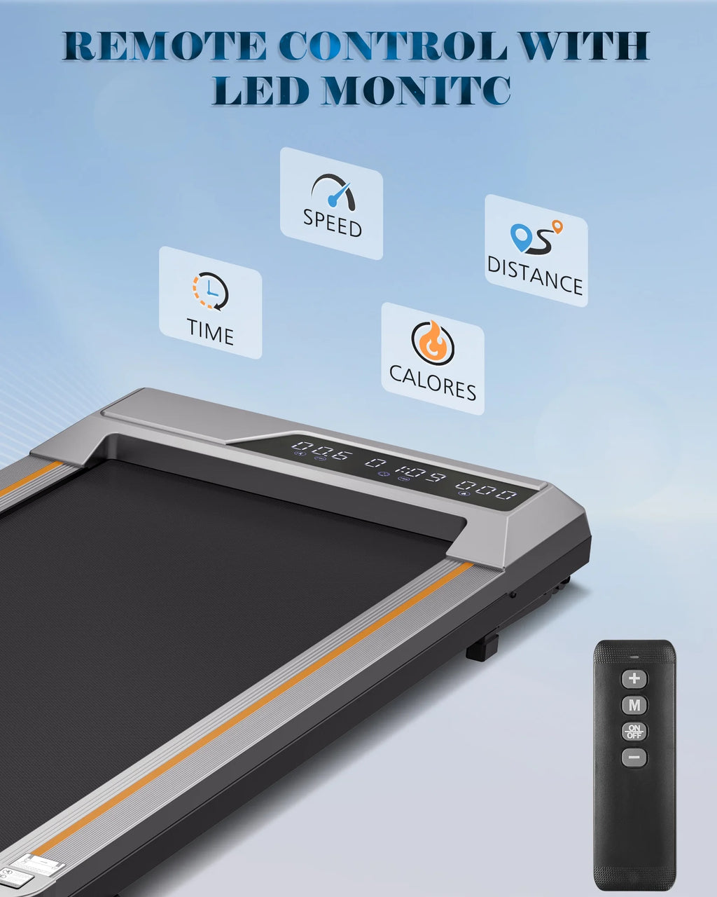 Treadmill Walking Pad 2.5HP with Large LCD Display Portable Wheels and Max Capacity 265Lb for Home Use