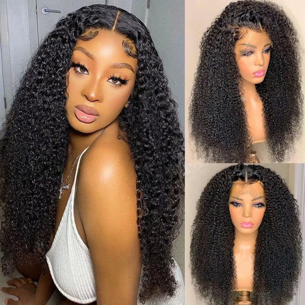 Deep Wave 13X6 13X4 HD Lace Frontal Wig Invisible Strap 360 Full Lace Glueless Wig Kinky Curly 30 Inch Lace Front Human Hair Wig