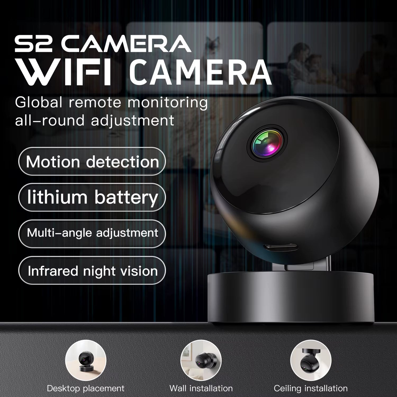 1080P HD Mini 2.4G Wifi Security Camera Smart Wifi Surveillance with 2 Way Audio Infrared Night Vision Security Camera