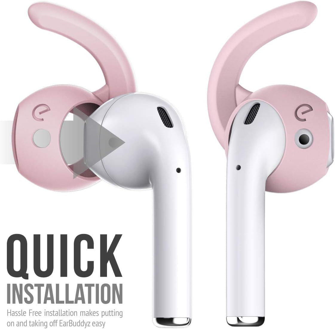 Earbuddyz 2.0 Ear Hooks and Covers Accessories Compatible with Apple Airpods 1 & 2 or Earpods Headphones/Earphones/Earbuds (3 Pairs) (Pretty in Pink)