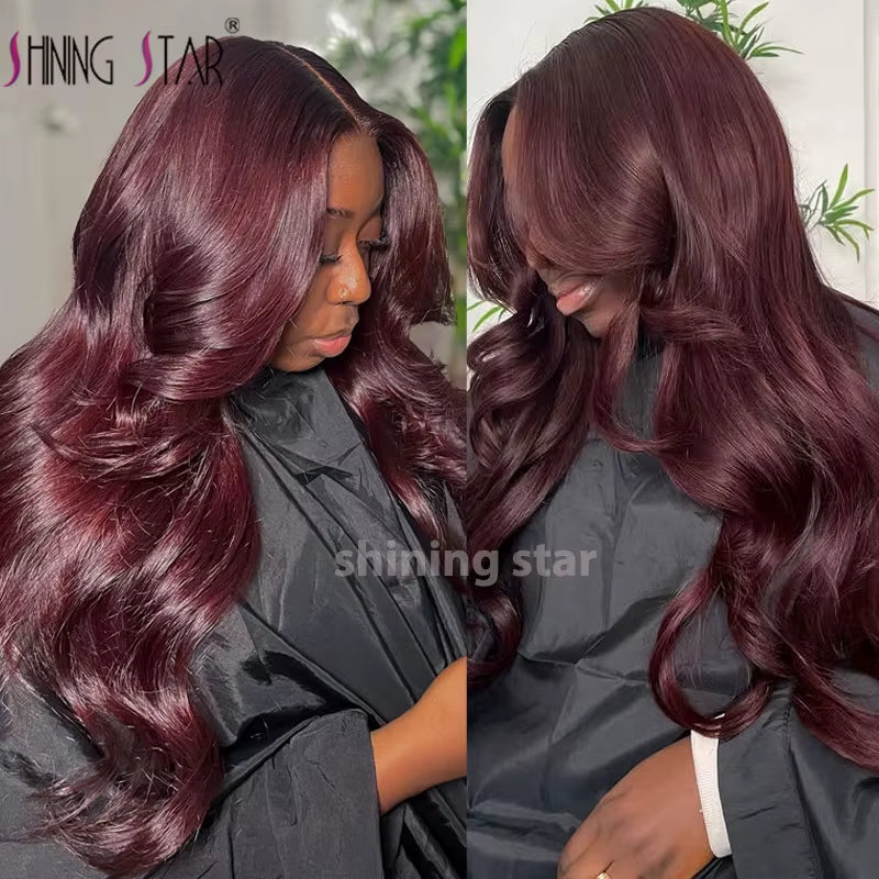 99J Burgundy 13X6 HD Lace Frontal Wigs Body Wave Colored Red Lace Front Wigs 13X4 Lace Front Wig Human Hair Wigs Transparent Wig