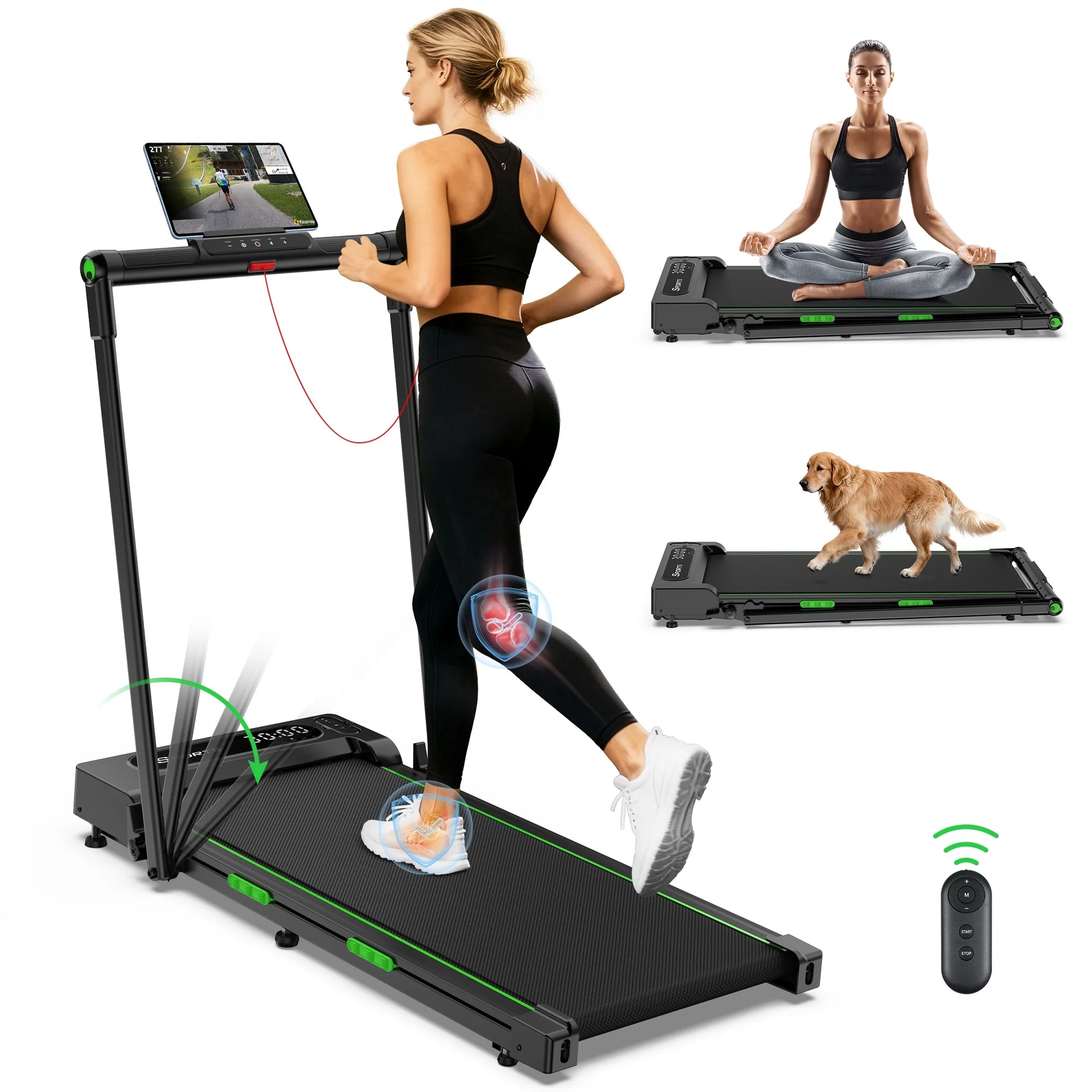 2 in 1 Walking Pad for Home/Office,Folding Treadmill 2.5Hp, under Desk Treadmill with Remote,0.6-7.6Mph