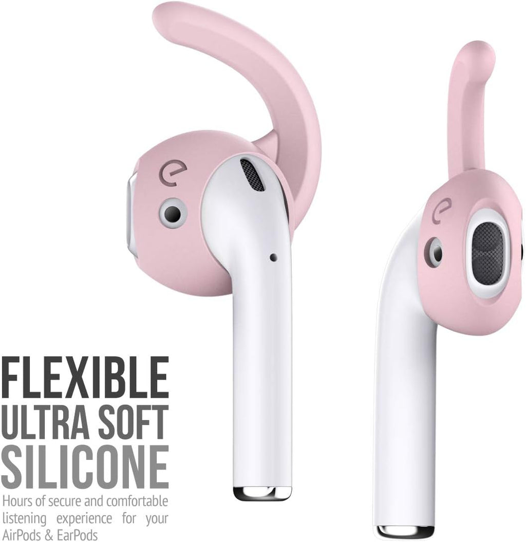 Earbuddyz 2.0 Ear Hooks and Covers Accessories Compatible with Apple Airpods 1 & 2 or Earpods Headphones/Earphones/Earbuds (3 Pairs) (Pretty in Pink)