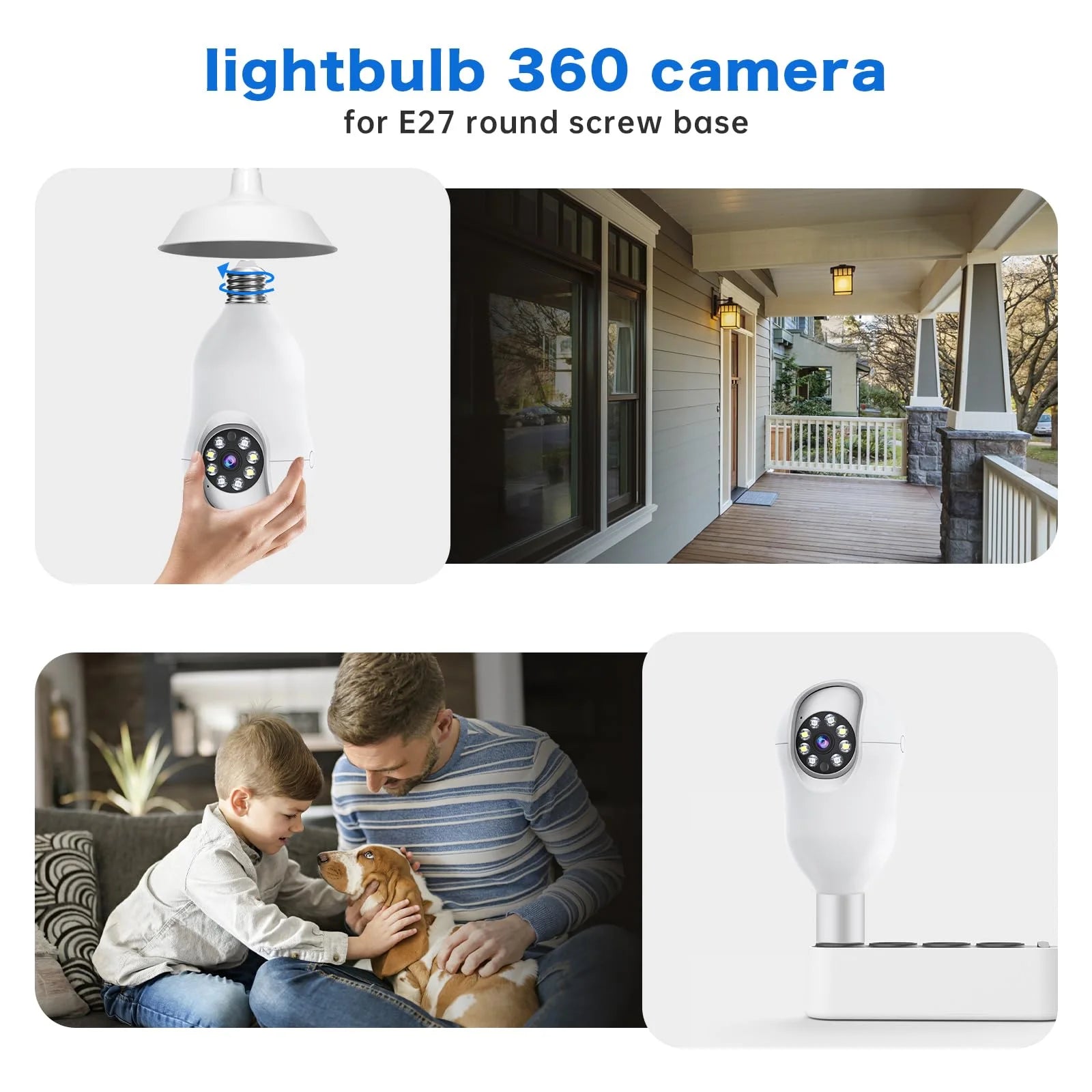 Light Bulb Security Camera for Home, 5G/2.4Ghz Wifi Lightbulb Camera Outdoor, 2K Eagle Eye Camera, 360 Degree Surveillance Motion Sensor, Color Night Vision, 2 Way Talk