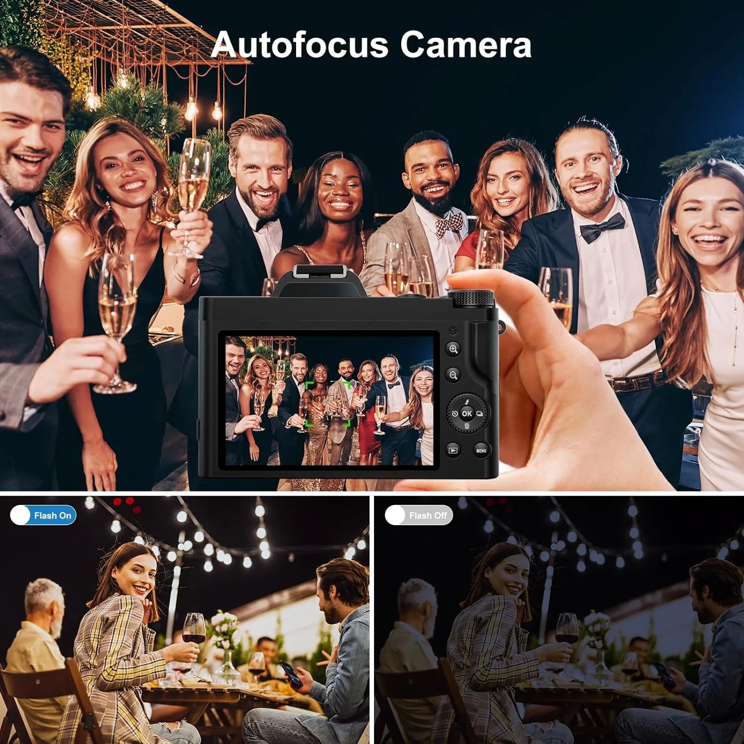 5K Digital Camera Autofocus 16X 48 MP Vlogging Camera for Youtube DSLR Video Cameras with 32G SD Card, Black