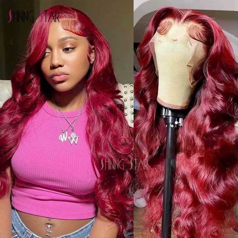 99J Burgundy 13X6 HD Lace Frontal Wigs Body Wave Colored Red Lace Front Wigs 13X4 Lace Front Wig Human Hair Wigs Transparent Wig