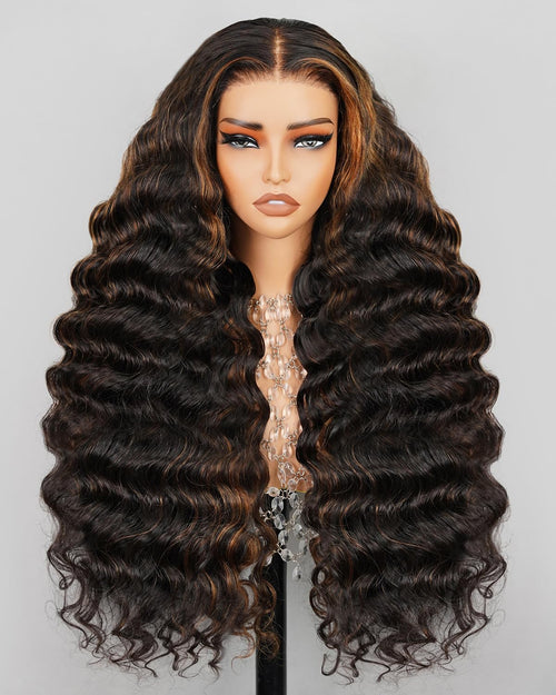 13X4 Loose Curly Wave Wig 1B/30 Ready to Go Glueless Wigs Human Hair Highlight Lace Front Wig Human Hair Pre Plucked Cut Lace 210% Density Pre Bleached (24Inch, 13X4 Loose Wave)