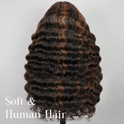 13X4 Loose Curly Wave Wig 1B/30 Ready to Go Glueless Wigs Human Hair Highlight Lace Front Wig Human Hair Pre Plucked Cut Lace 210% Density Pre Bleached (24Inch, 13X4 Loose Wave)