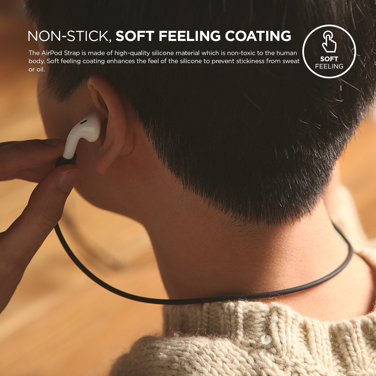 Elago Airpods Strap [White] - [Compatible with Apple Airpods 1 &