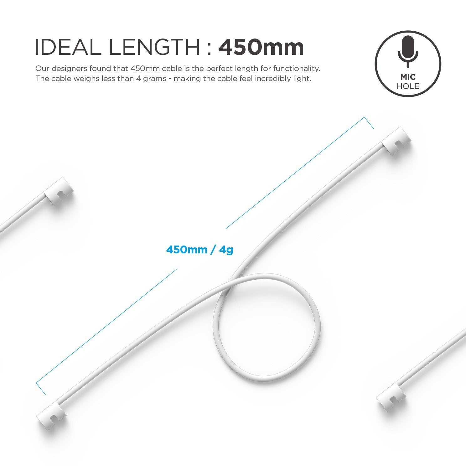 Elago Airpods Strap [White] - [Compatible with Apple Airpods 1 &