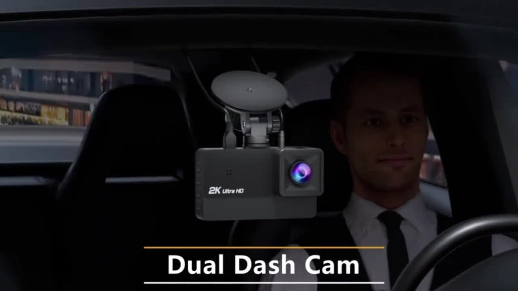 3'' Ultra HD 2K Dash Cam Front and Rear Dual Dash Camera DVR W/ 64GB SD Card