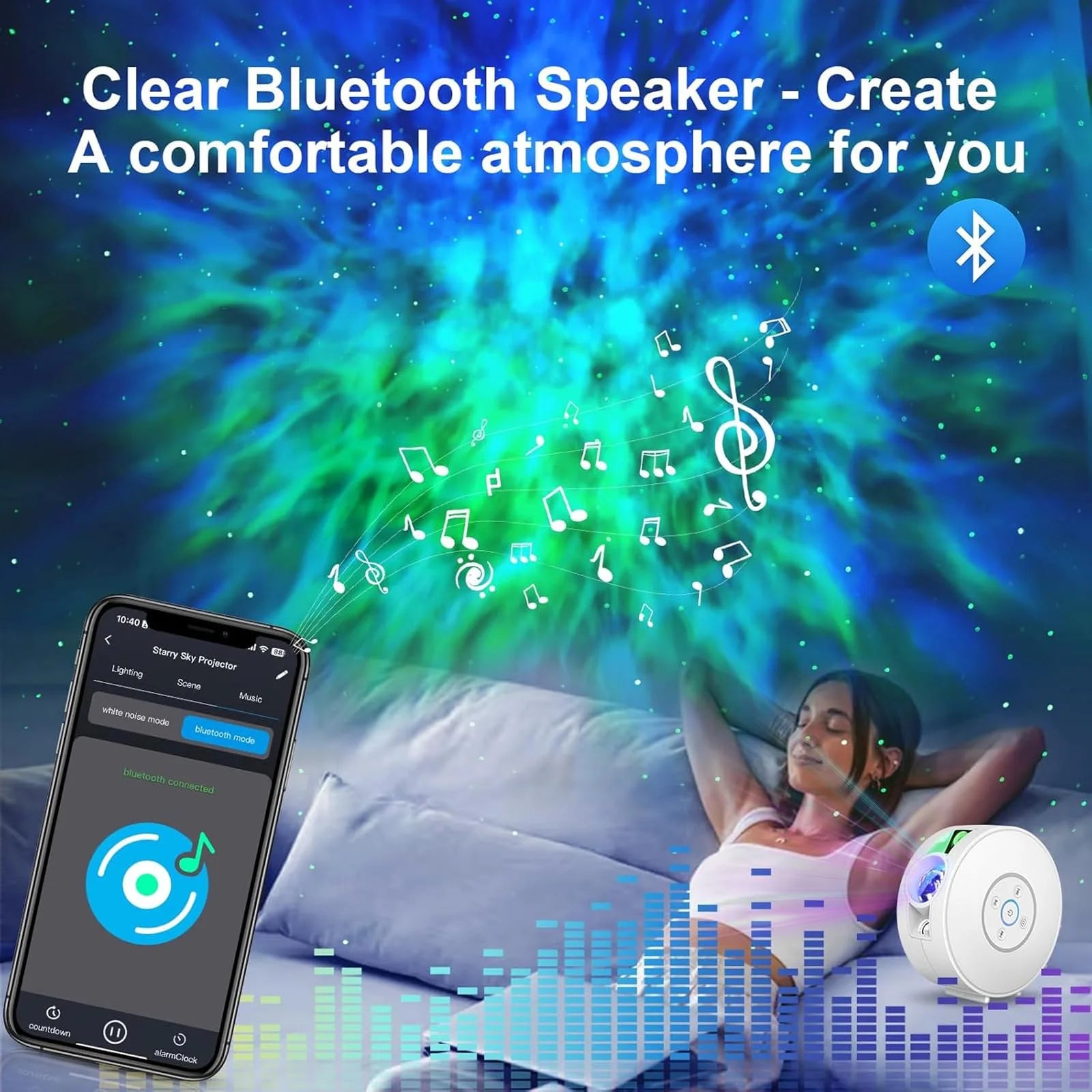 Smart Star Projector Galaxy Light, Bluetooth Speaker & APP Control, Wifi Night Light Compatible with Alexa & Google Home, for Bedroom, Parties, Gaming Room Decor (Films Included)